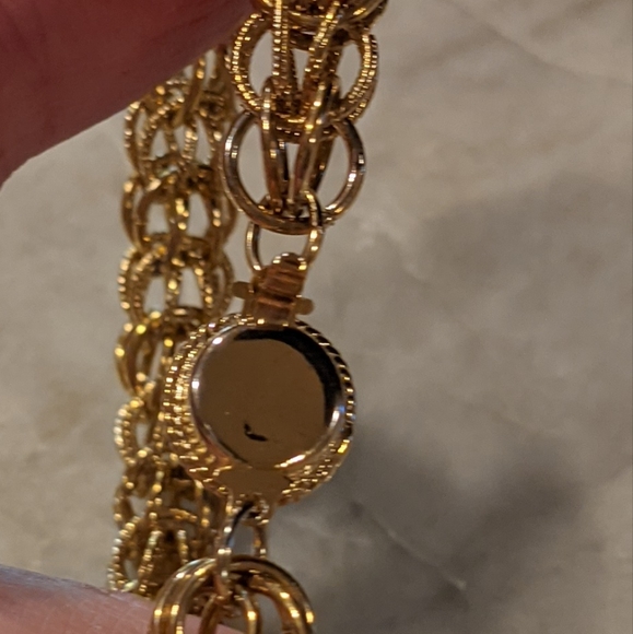 Vintage Gold Tone Necklace 2-in-2 Weave Chain with Round Links - Picture 8 of 9